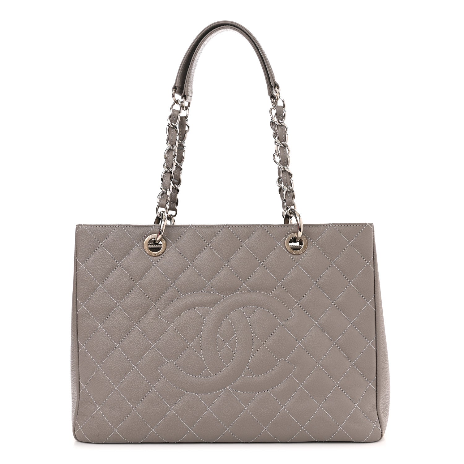 Chanel Caviar Quilted Grand Shopping Tote GST Light Grey 1 of 12