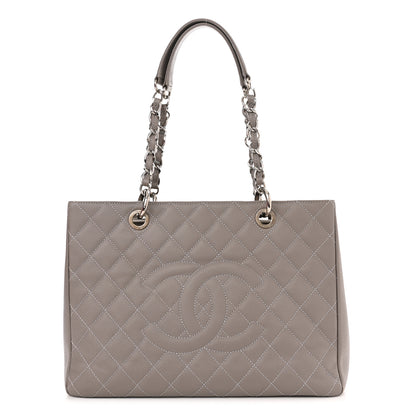 Chanel Caviar Quilted Grand Shopping Tote GST Light Grey 1 of 12