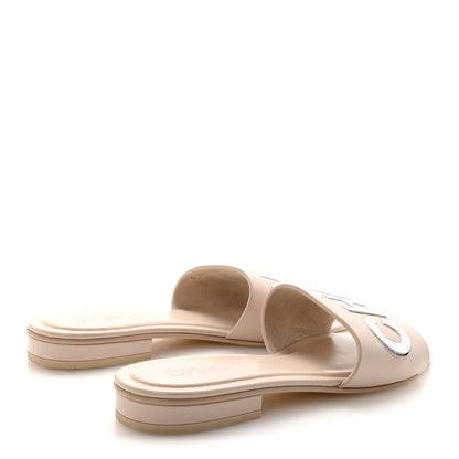 Chanel Calfskin Patent Calfskin Logo Mules 35 Beige 37 Beige 5 of 10