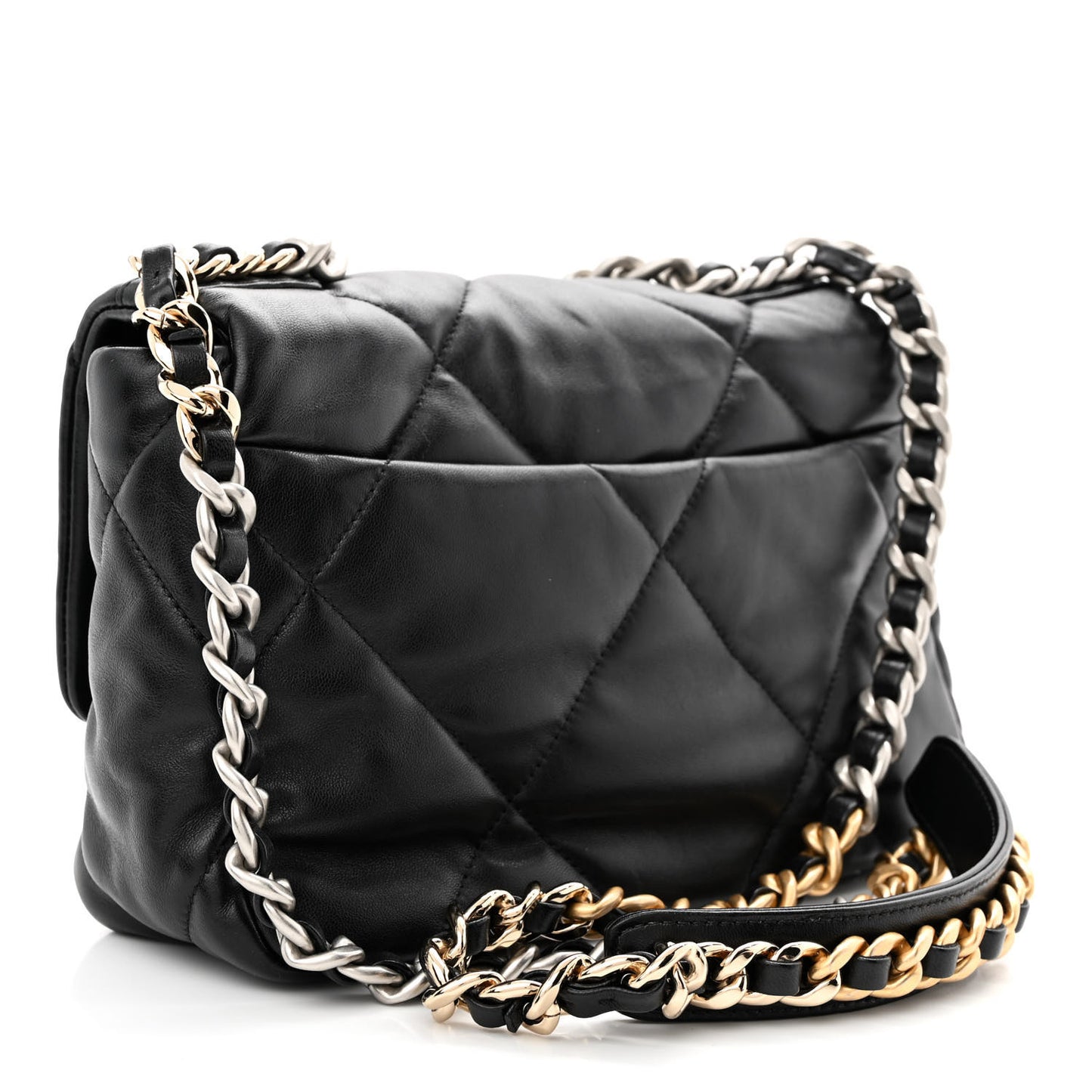 Goatskin Quilted Medium Chanel 19 Flap Black