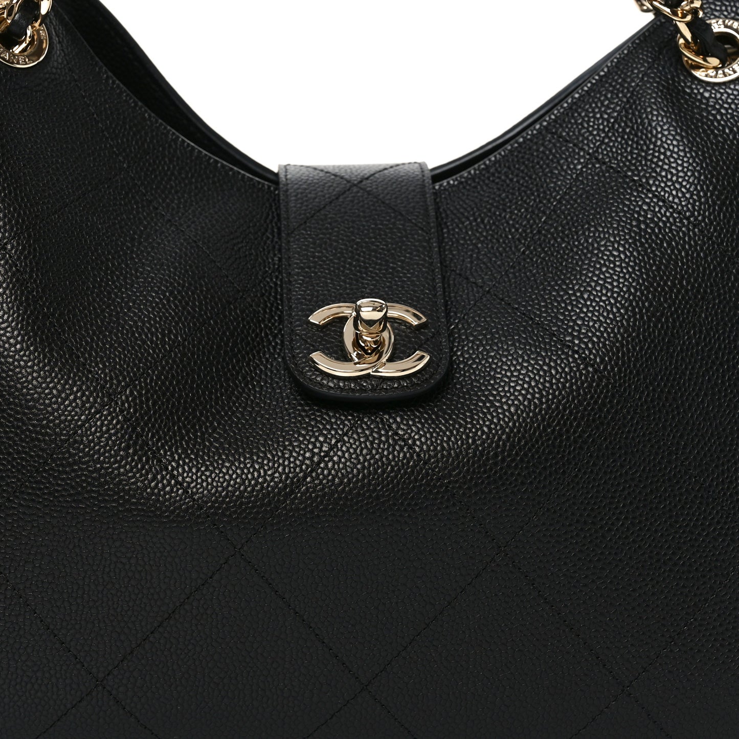 Grained Calfskin Large Shopping Bag Black