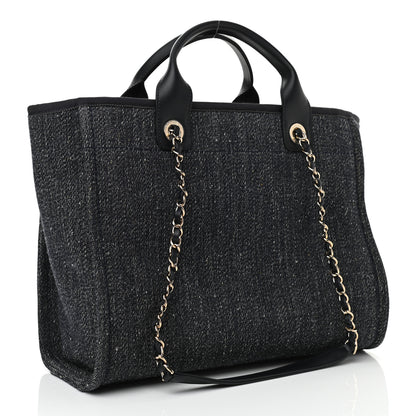 Chanel Denim Small Deauville Tote Dark Blue White 3 of 12