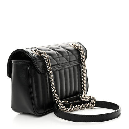 Gucci Calfskin Matelasse Aria Mini GG Marmont Shoulder Bag Black 3 of 10