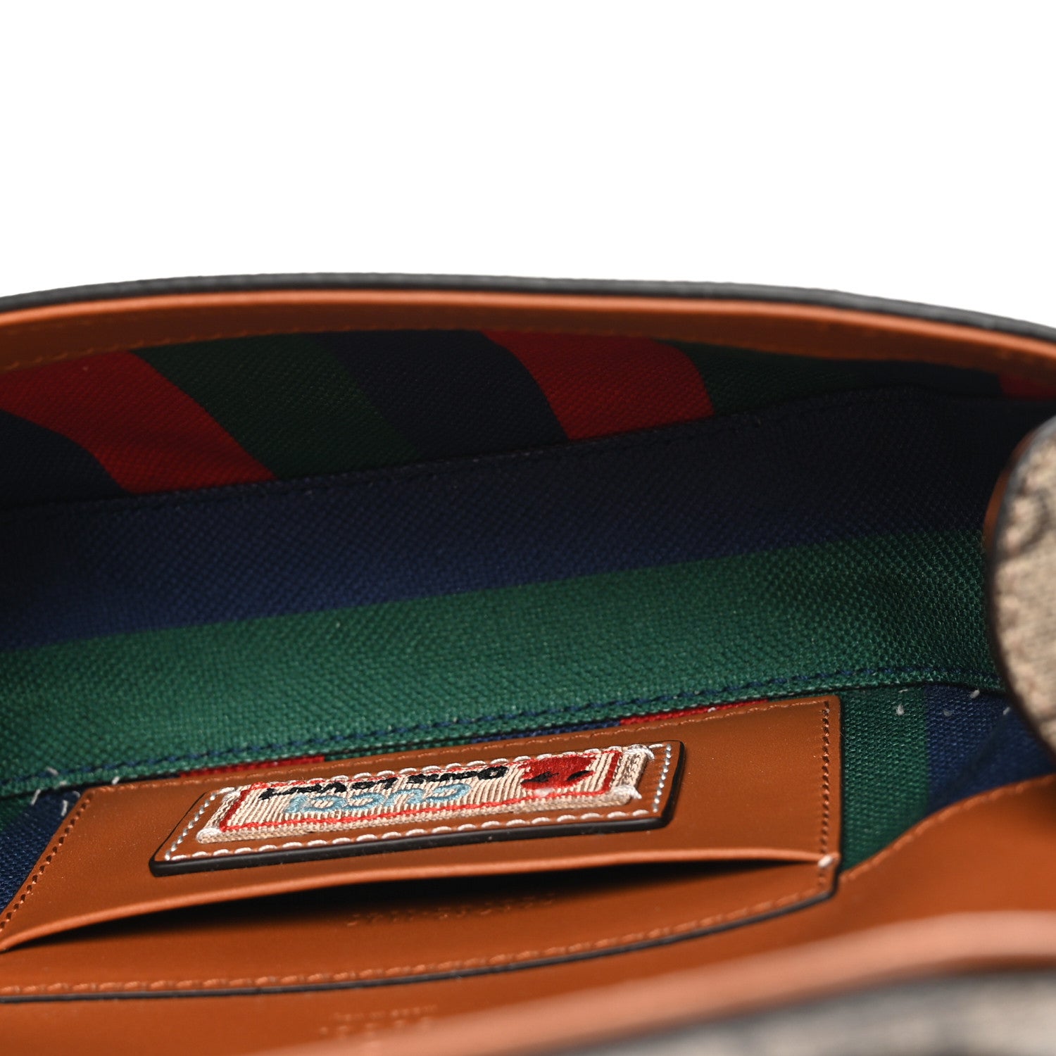 Gucci X DANS LE VERT GG Supreme Monogram Cuoio Web Mini Retro Interlocking G Top Handle Beige Rosso Ebony Harness Brown 5 of 12