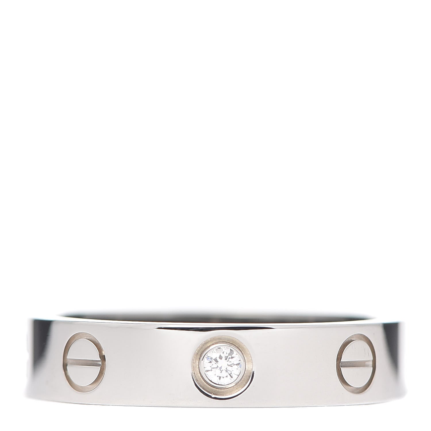 Cartier 18K White Gold Diamond 4mm LOVE Wedding Band Ring 50 5.25 1 of 4