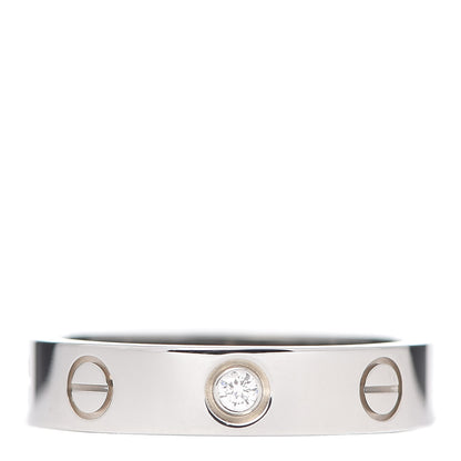 Cartier 18K White Gold Diamond 4mm LOVE Wedding Band Ring 50 5.25 1 of 4