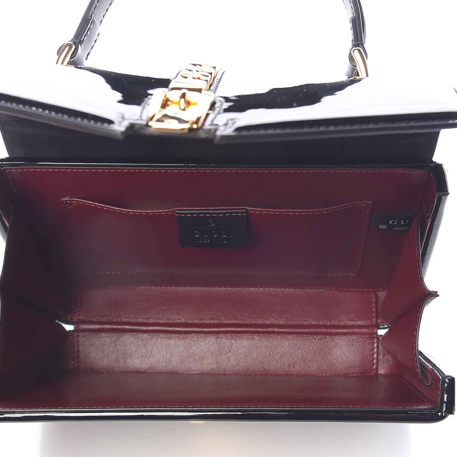 Gucci Mousse Top Patent Mini Sylvie 1969 Top Handle Bag Black 5 of 10