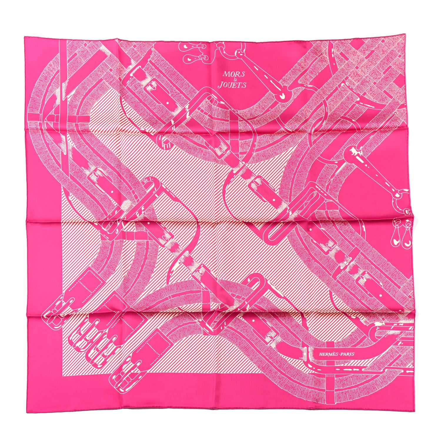 Hermes Silk Mors A Jouets Chemise Scarf 90 Petunia Creme 1 of 5