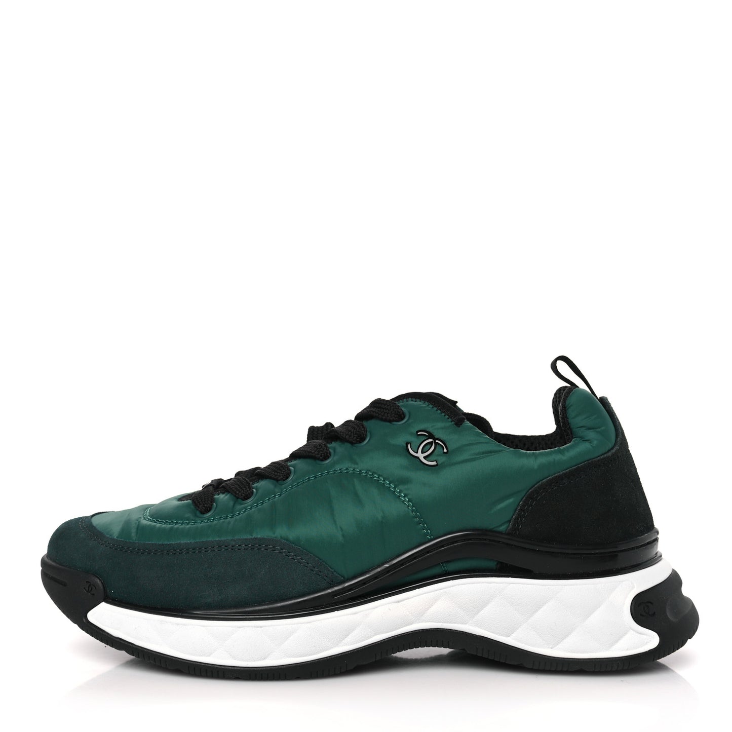 Nylon Suede Calfskin CC Sneakers 41 Green