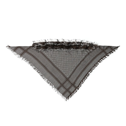 Gucci Wool Silk Fox Fur Monogram Shawl Scarf Brown 1 of 6
