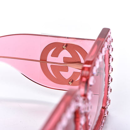 Gucci Acetate Crystal Oversize Sunglasses GG0148S Pink 5 of 5