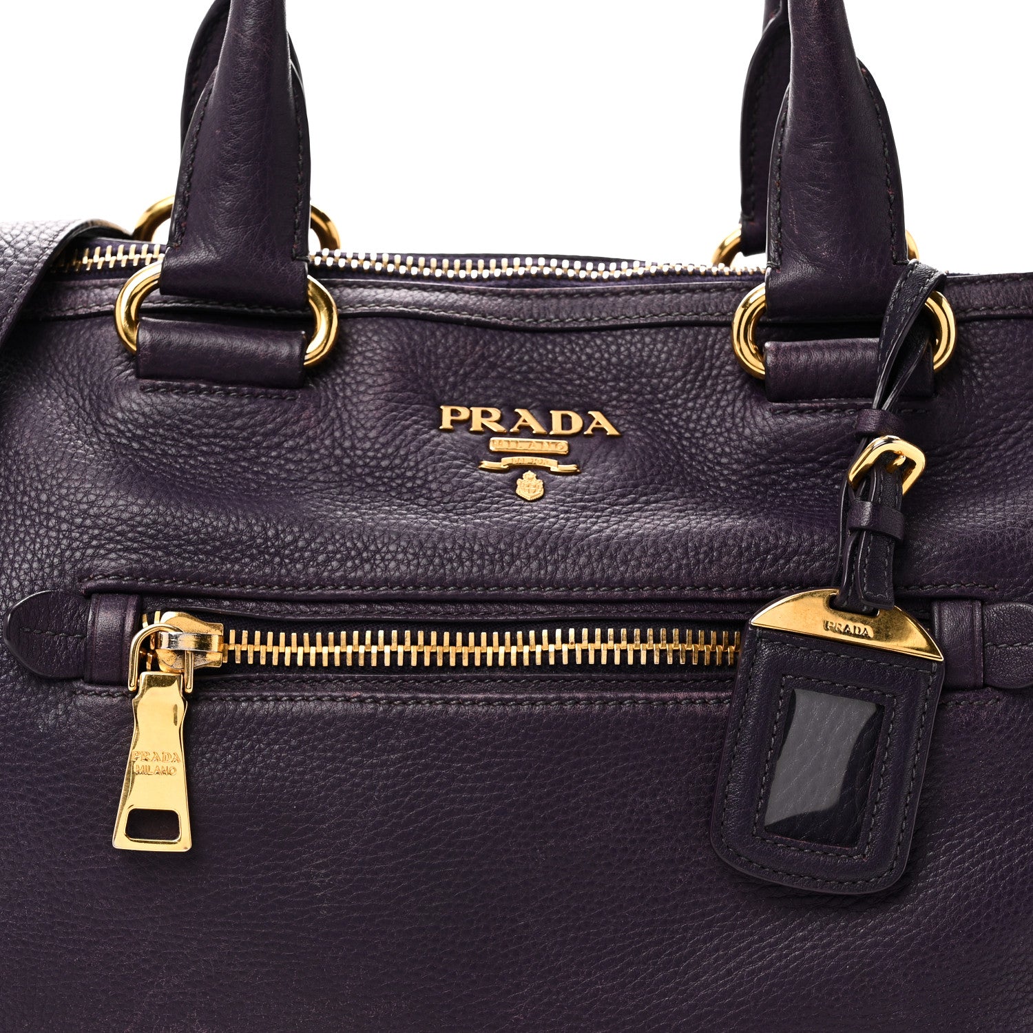 Prada Vitello Daino Shopping Satchel Uva 7 of 12
