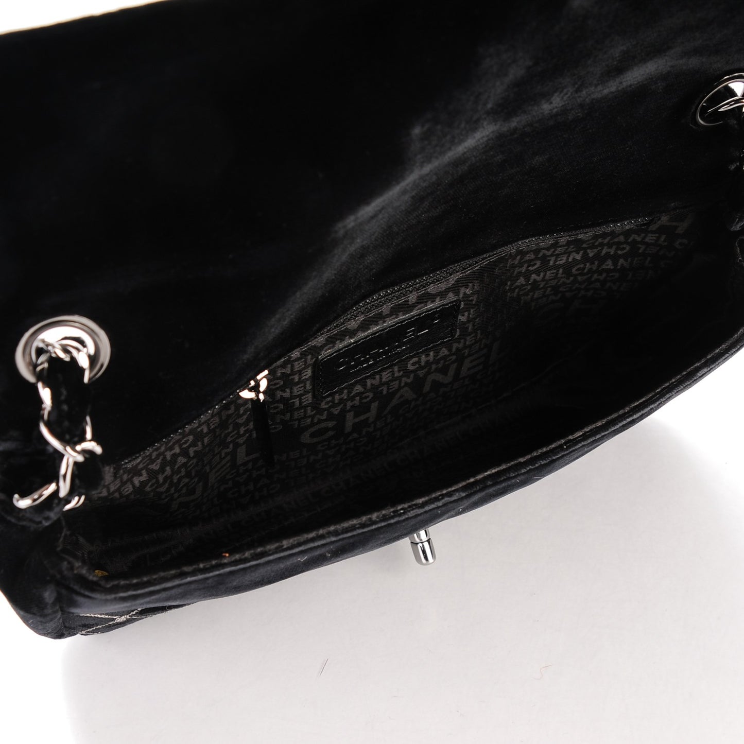 Velvet Chain Small Single Flap Black