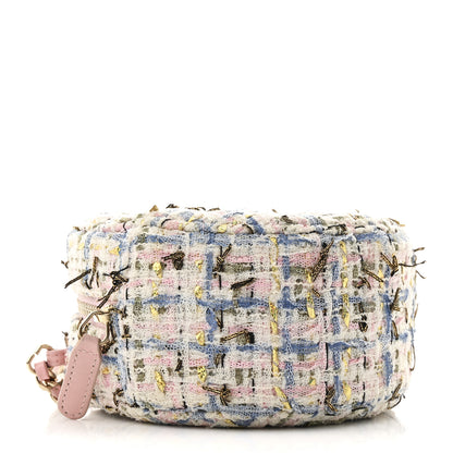 Chanel Tweed Quilted Round Clutch With Chain White Pink Multicolor 4 of 10