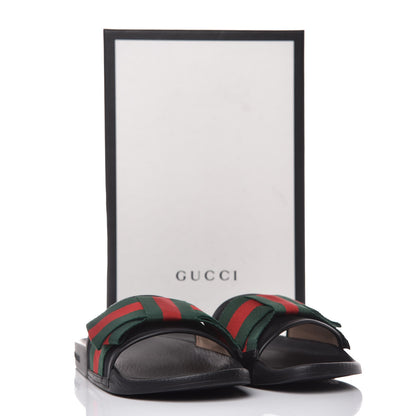 Gucci Satin Web Bow Slide Sandals 39 Black 10 of 10