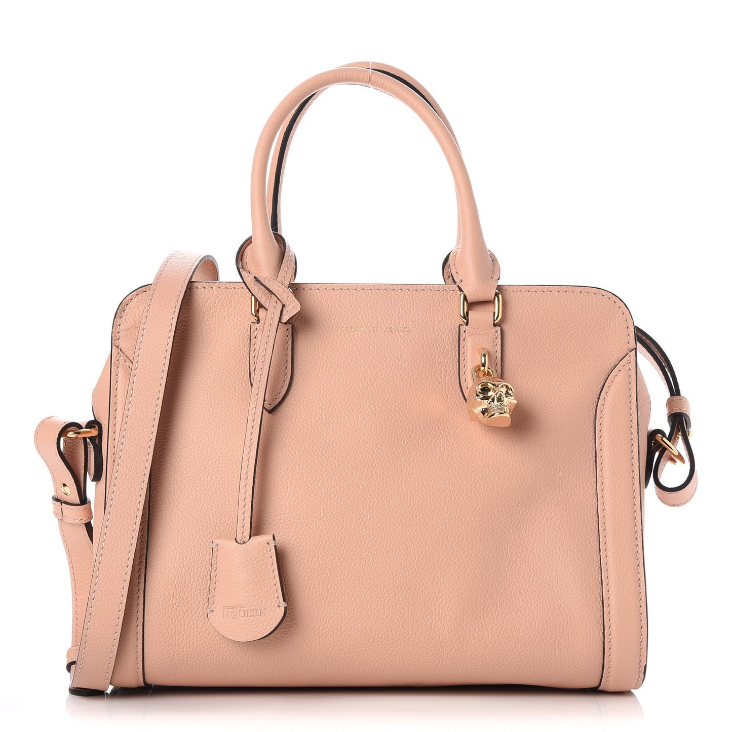 Pebbled Calfskin Small Skull Padlock Zip Around Tote Boudoir