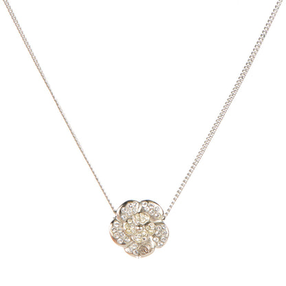 Chanel Crystal Camellia CC Necklace Silver 1 of 6