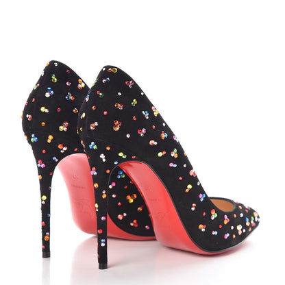 Christian Louboutin Veau Velour Follies Clair de Lune 100 Pumps 37 Black Multi 4 of 9