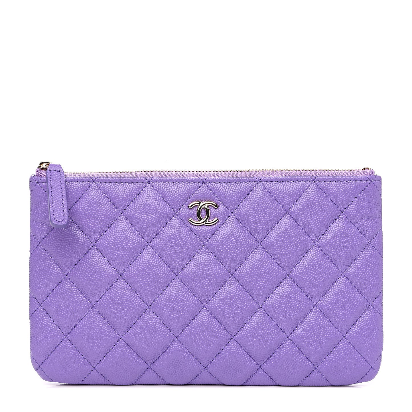 Caviar Quilted Small Zipped Pouch Purple