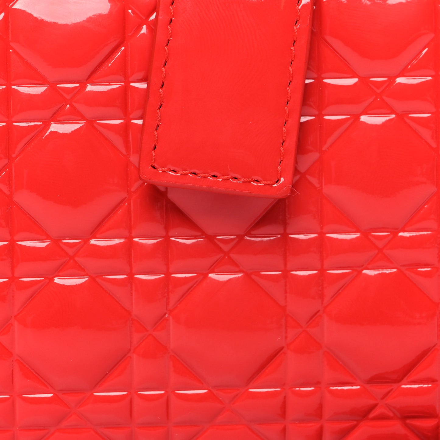 Patent Cannage Lady Dior Eden Wallet Red