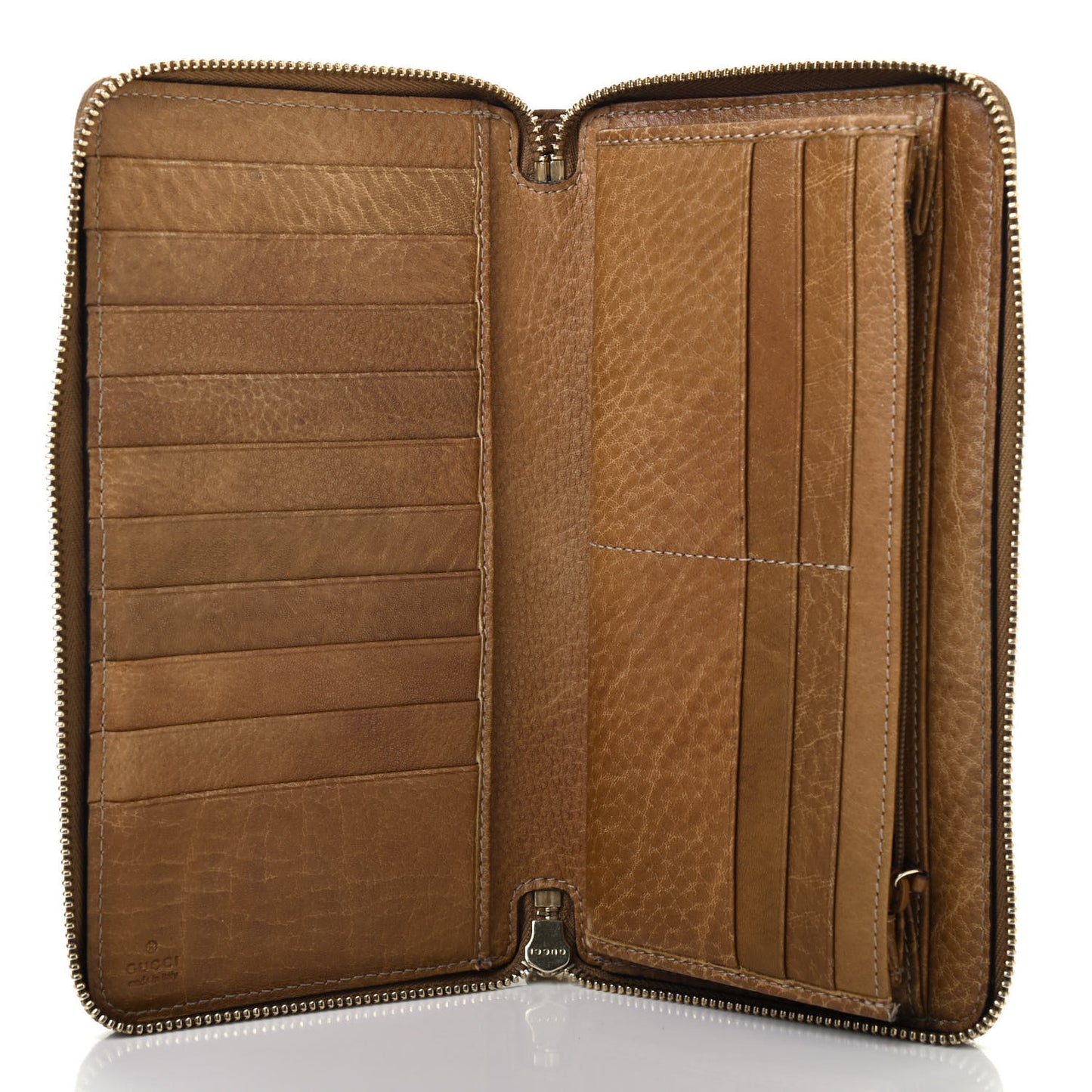 Guccissima Bamboo Tassel Zip Around Wallet Natural Brown