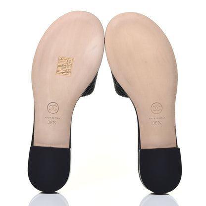 Chanel Pearl Embroidery CC Mules 36.5 Black 5 of 8