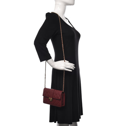 Chanel Lambskin Chevron Quilted CC Wallet On Chain WOC Red 2 of 12