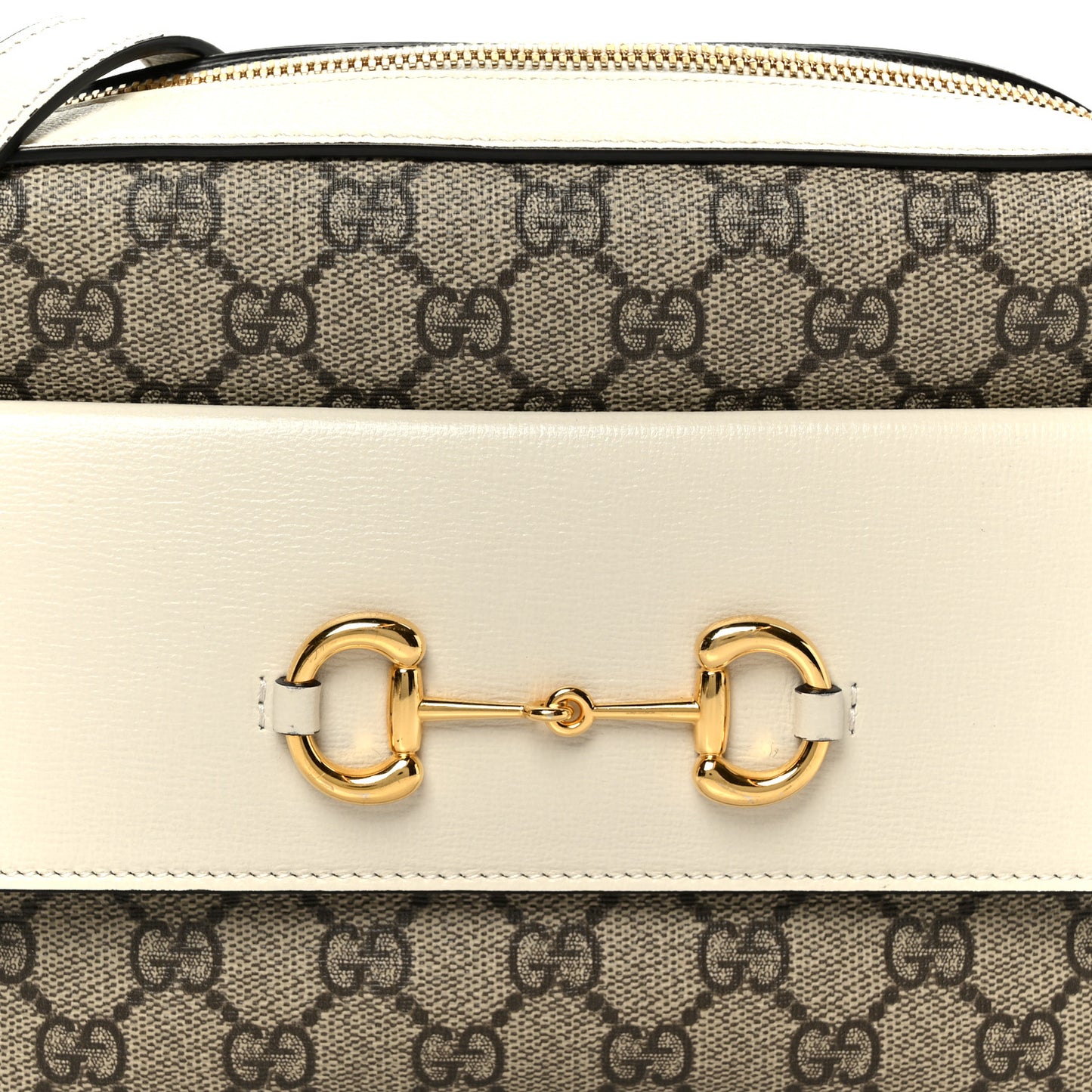 GG Supreme Monogram Small Horsebit 1955 Shoulder Bag Beige Mystic White