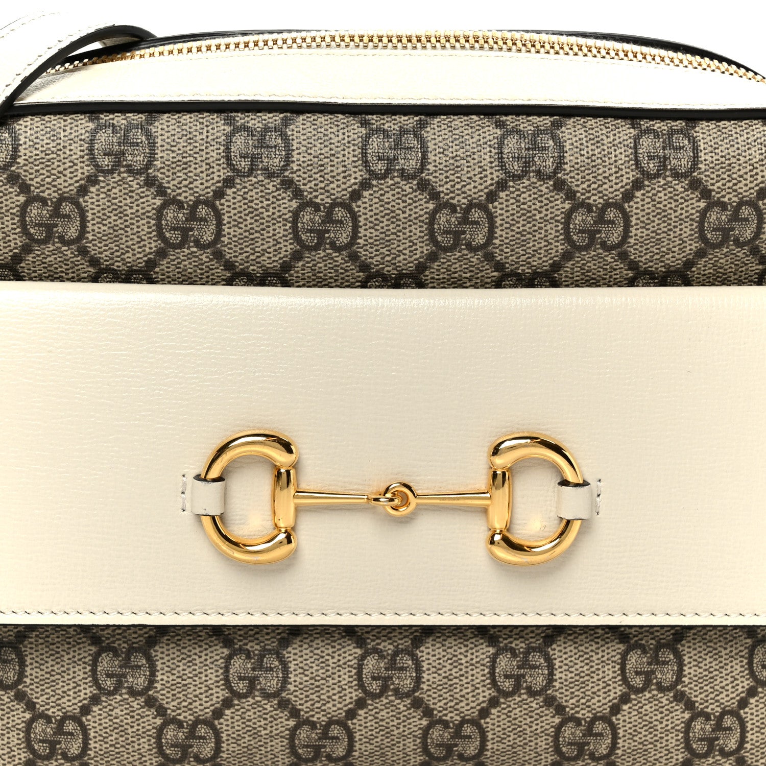 Gucci GG Supreme Monogram Small Horsebit 1955 Shoulder Bag Beige Mystic White 9 of 11