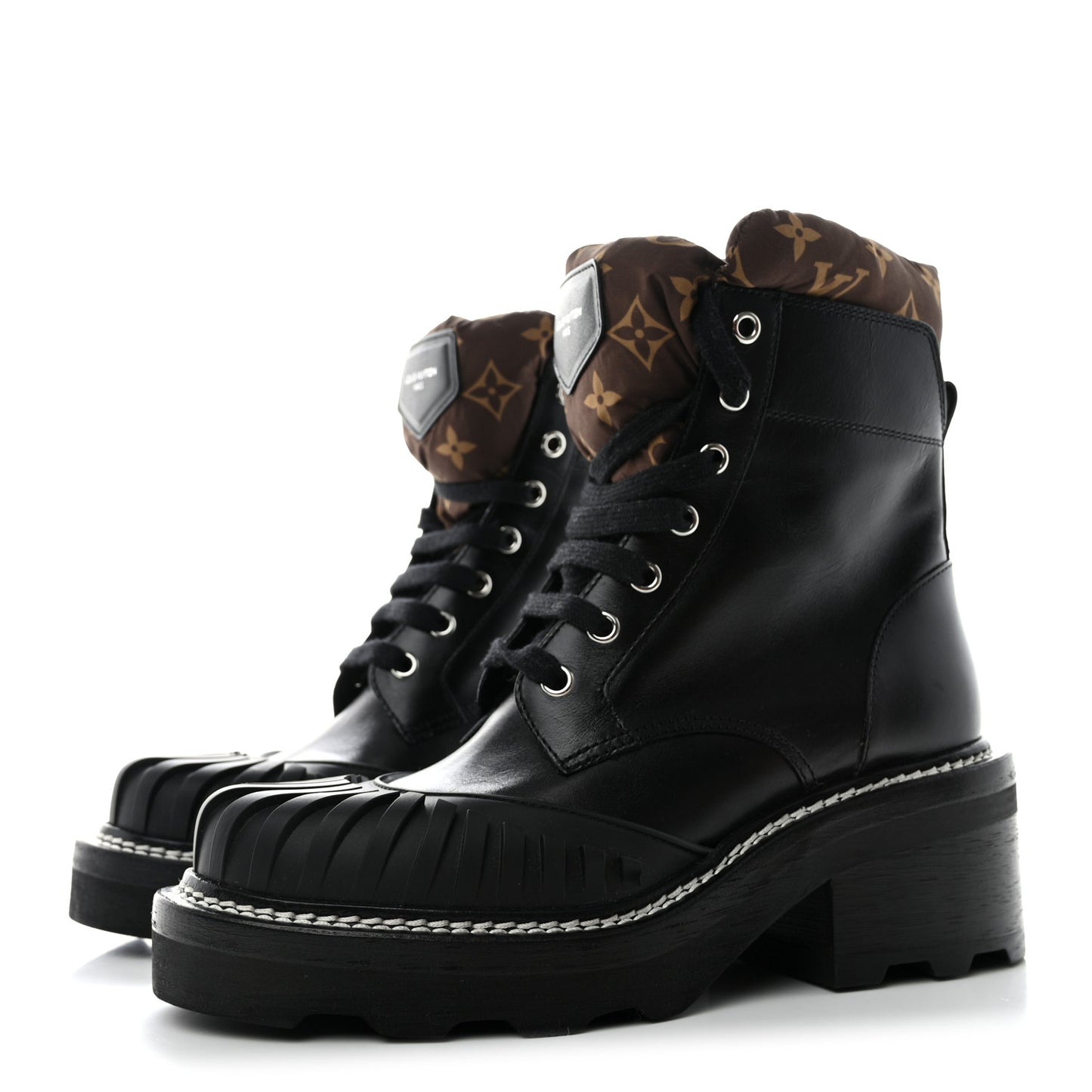 Calfskin Monogram Nylon LV Beaubourg Ankle Boot 37.5 Black