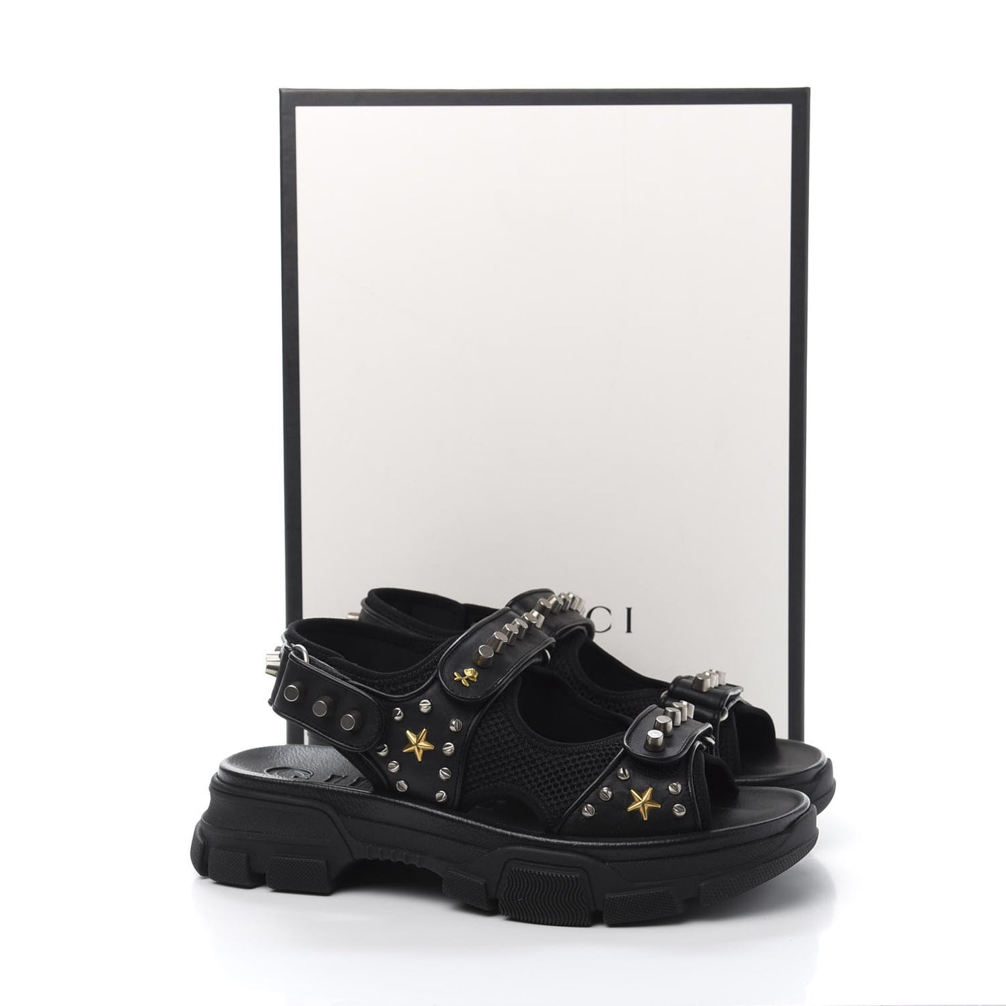 Nappa Mesh Studded Mens Aguru Sandals 9 Black