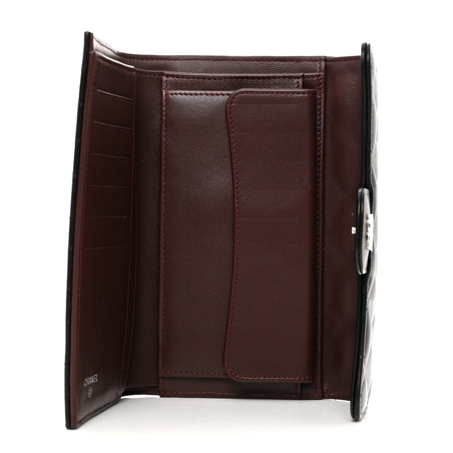 Lambskin Quilted Large Flap Wallet Black