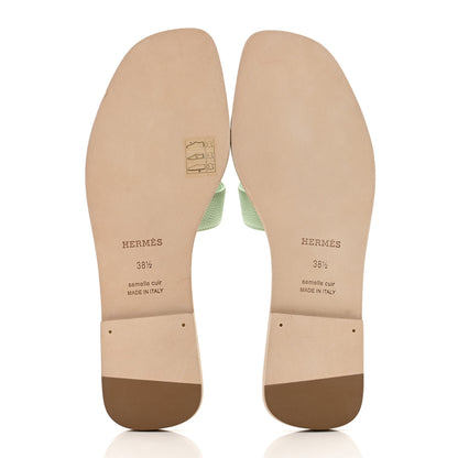 Hermes Epsom Oran Sandals 38.5 Vert Jade 5 of 8