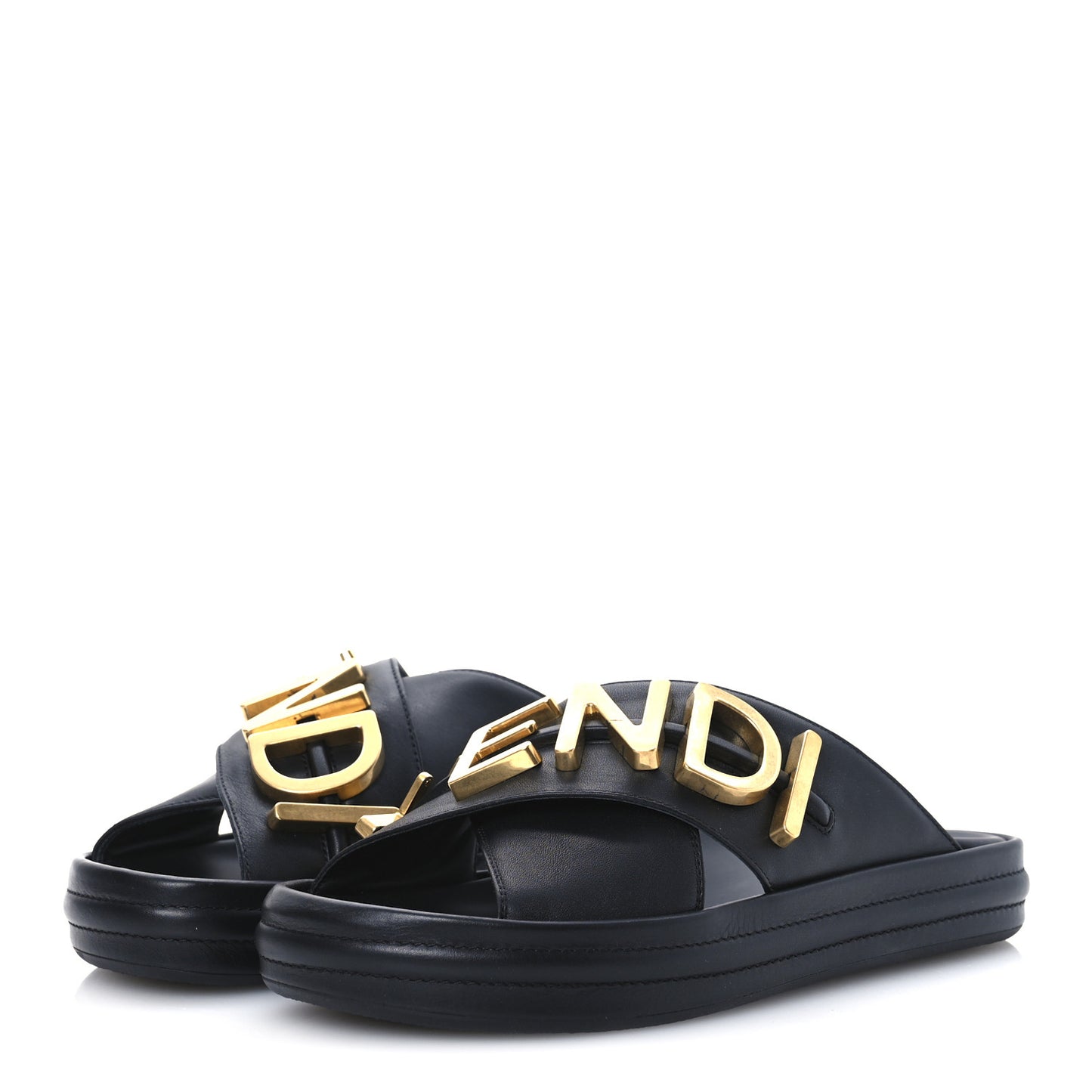 Vitello Womens Fendigraphy Slide Sandals 36 Black