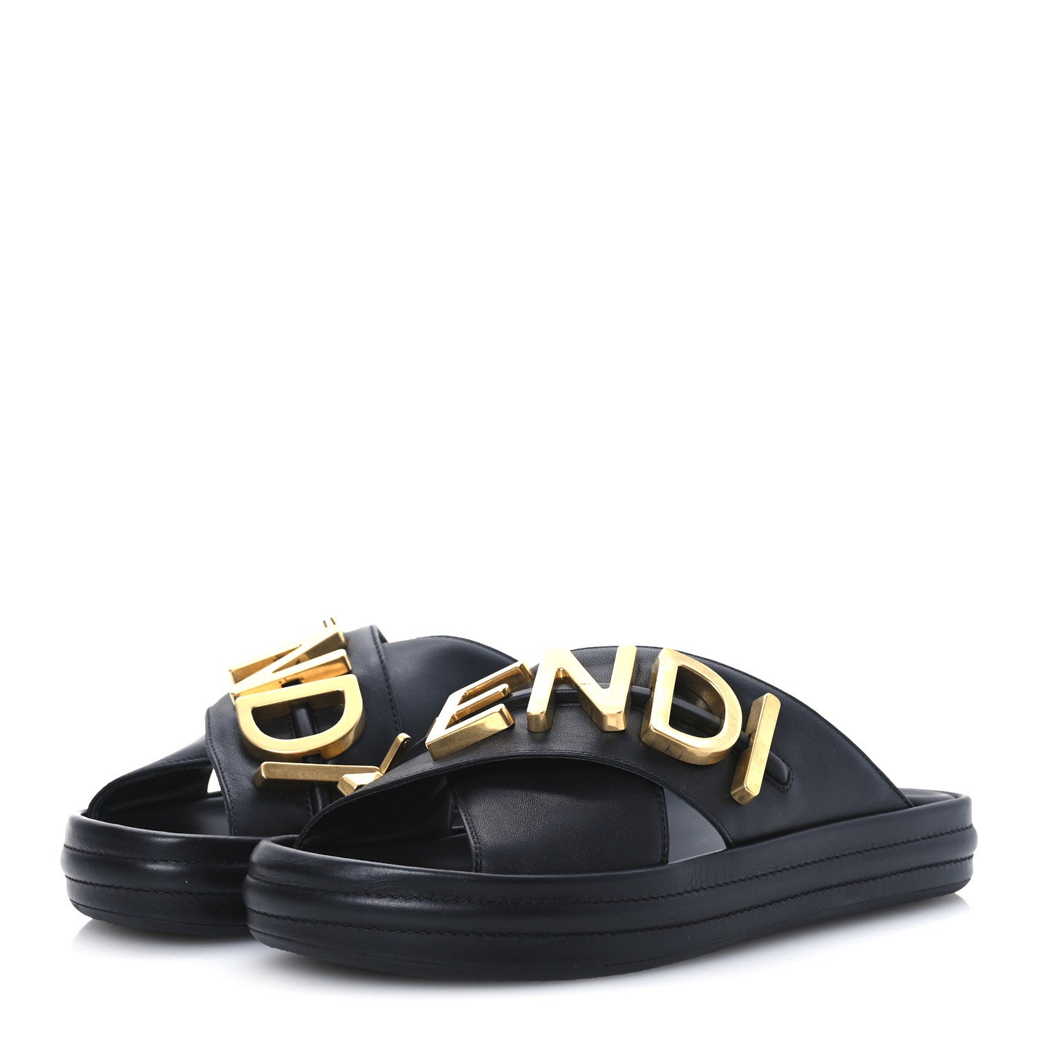 Fendi Vitello Womens Fendigraphy Slide Sandals 36 Black 4 of 14