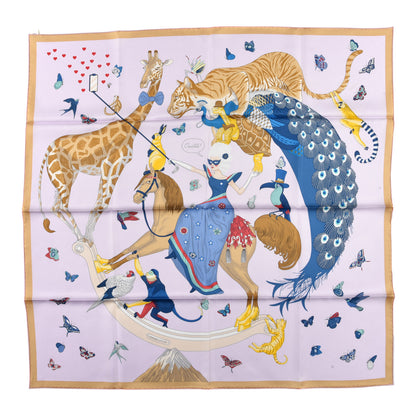 Hermes Silk Story Scarf 90 Rose Nacre Bleu Beige 1 of 5