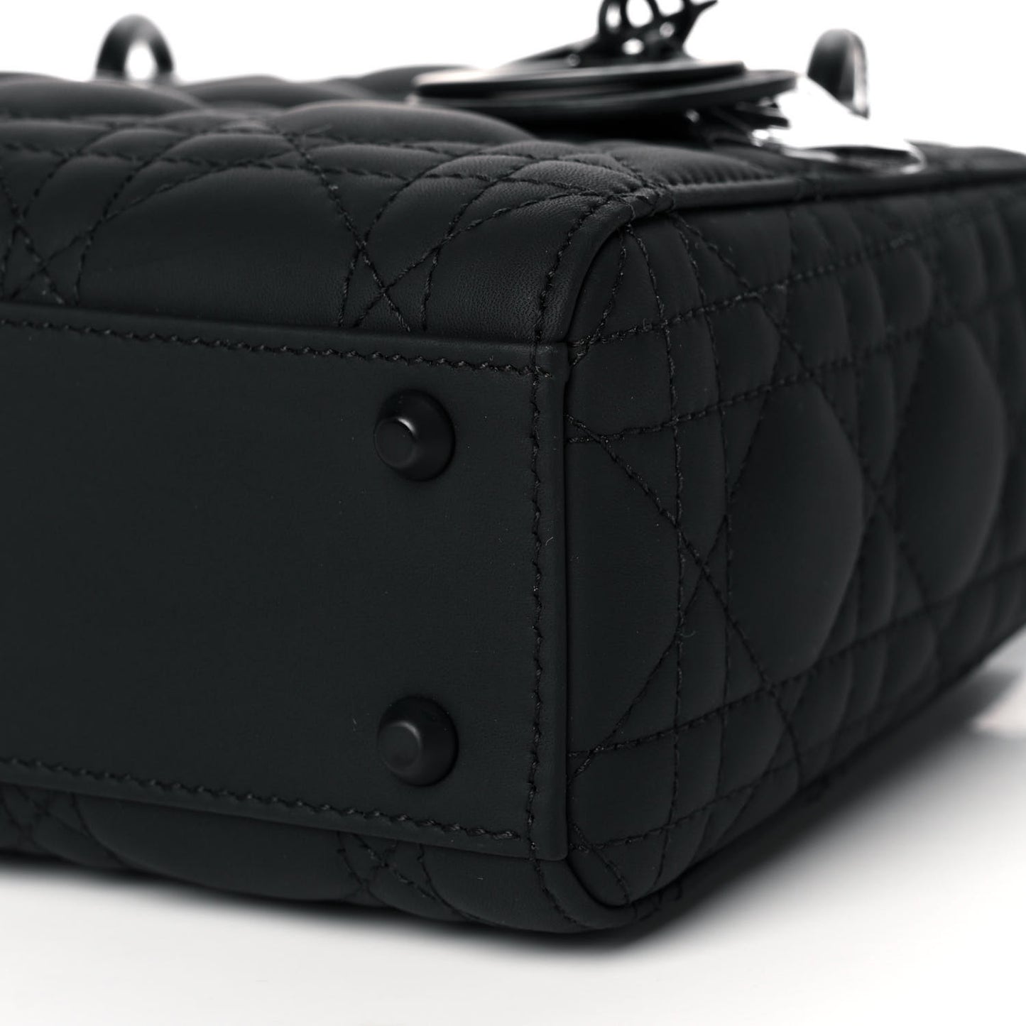 Ultra Matte Calfskin Cannage Mini Lady Dior Black