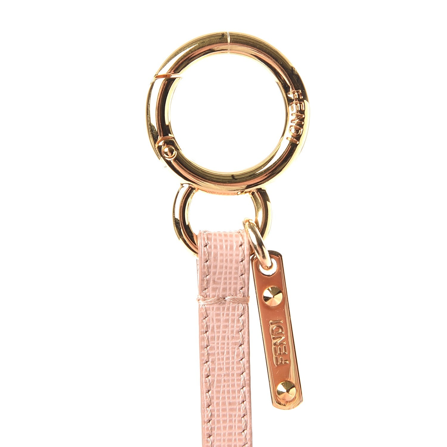 Fendi Fox Fur Vitello Elite Bi-Color Pom Pom Bag Charm Rosa Cammello Cipria 3 of 4