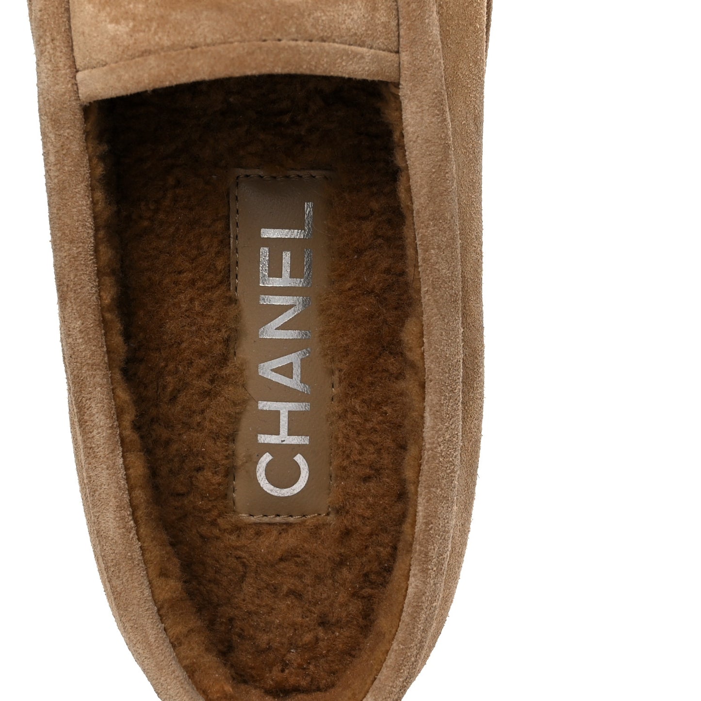 Suede Calfskin CC Loafers 36 Dark Beige