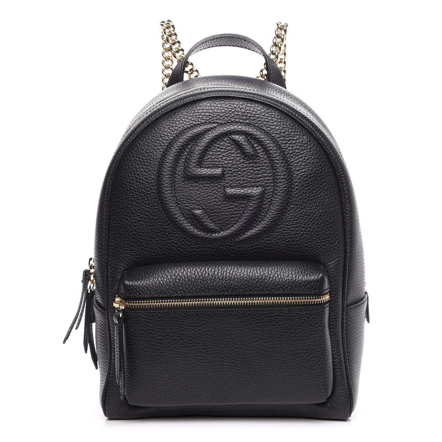Pebbled Calfskin Soho Chain Backpack Black