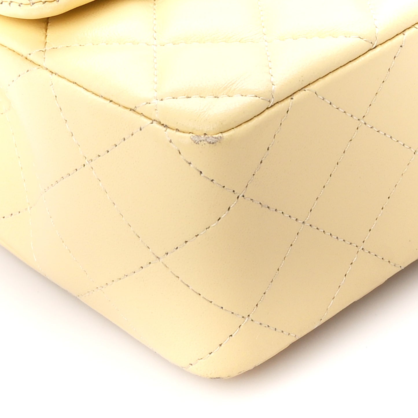 Lambskin Quilted Mini Rectangular Flap Light Yellow