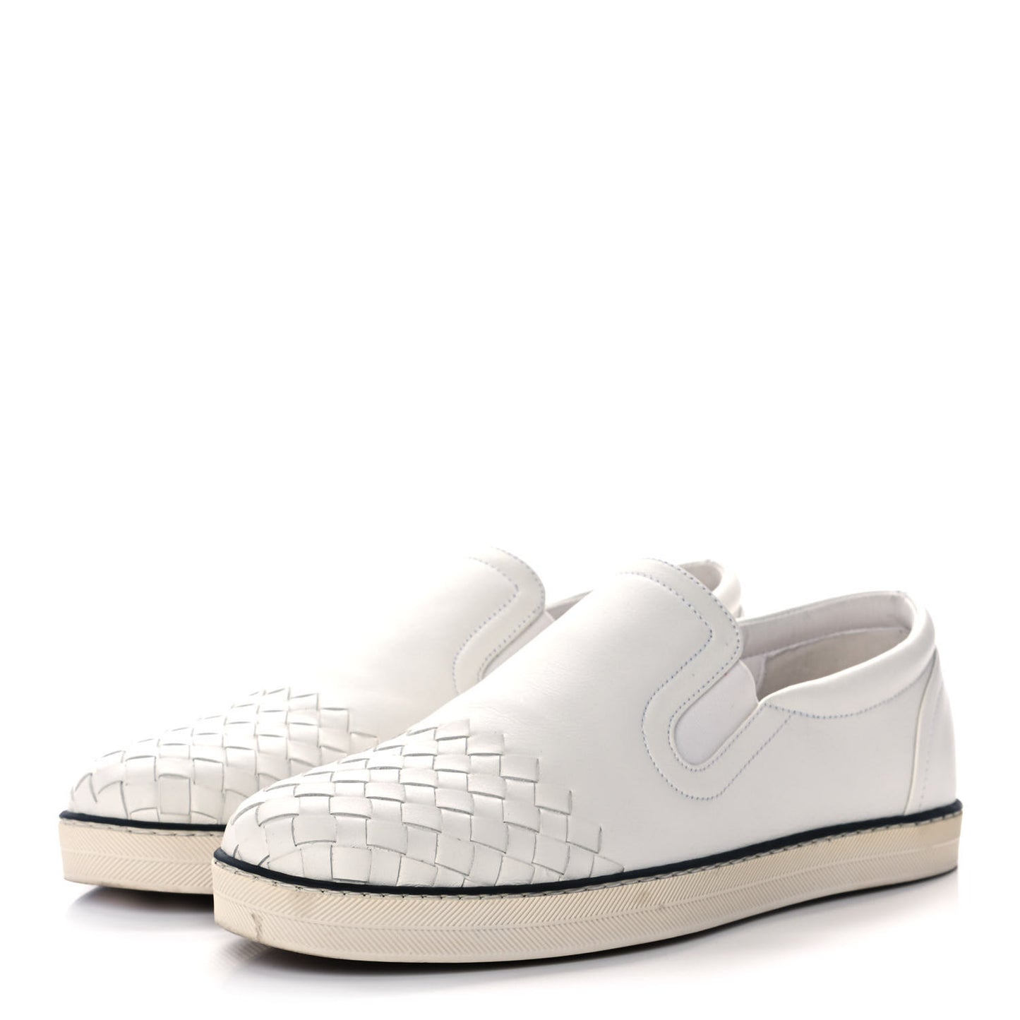 Nappa Intrecciato Slip On Sneakers 39.5 White