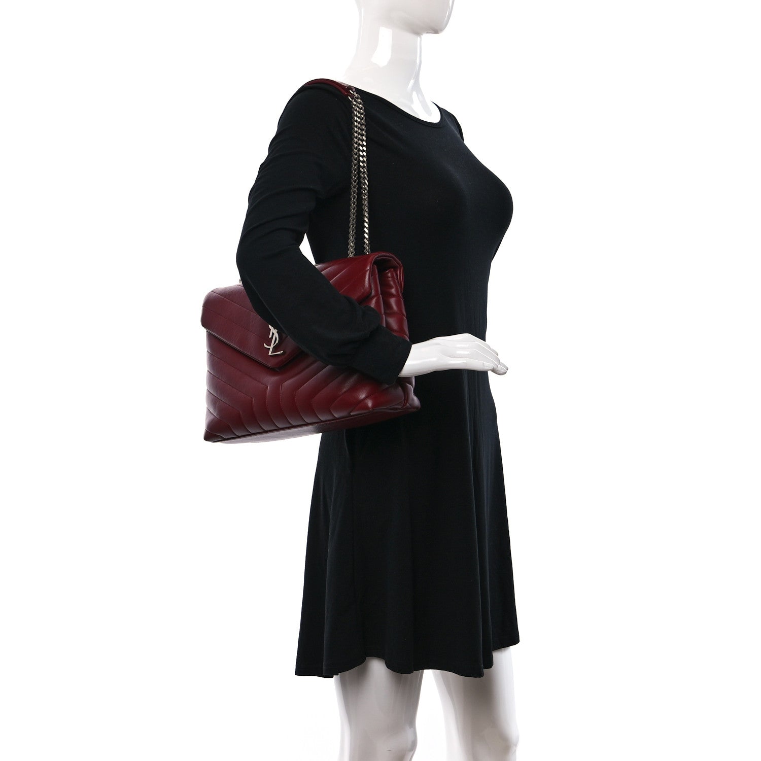 Saint Laurent Calfskin Y Quilted Monogram Medium Loulou Chain Satchel Palissandre 2 of 8