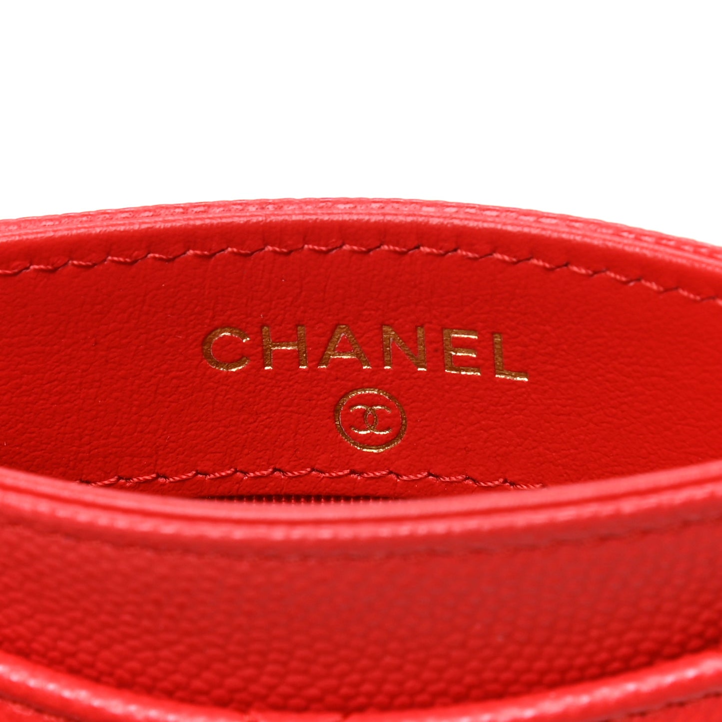Caviar Quilted Card Holder Red
