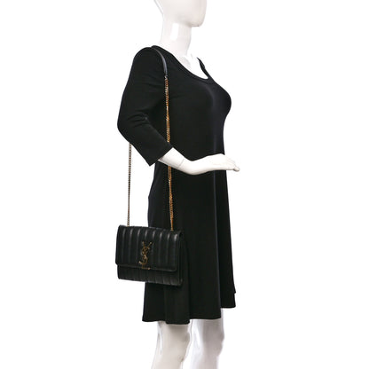 Saint Laurent Lambskin Matelasse Monogram Medium Vicky Chain Bag Black 2 of 10