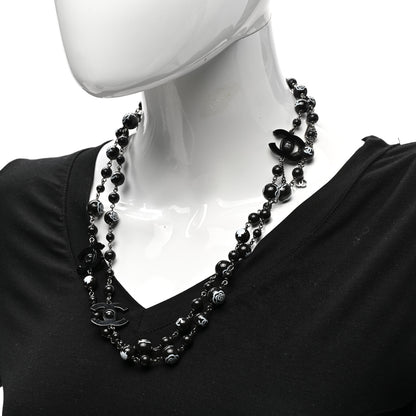 Chanel Ruthenium Pearl Beaded Camelia CC Long Necklace Black 2 of 5