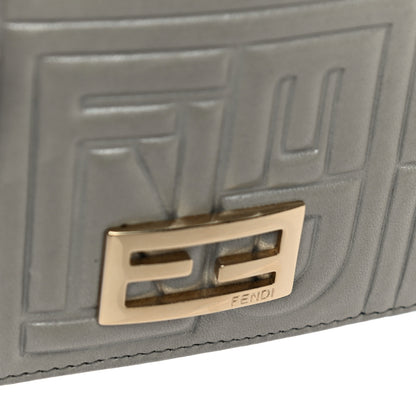 Fendi Metallic Nappa Logo Embossed Long Wallet On Chain Silver 23 of 26