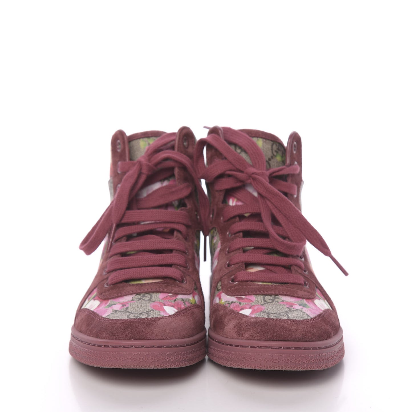GG Supreme Monogram Blooms Womens High Top Sneakers 37 Beige Multicolor Dry Rose
