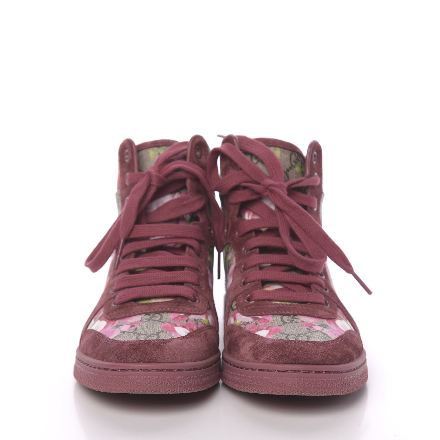 Gucci GG Supreme Monogram Blooms Womens High Top Sneakers 37 Beige Multicolor Dry Rose 2 of 13