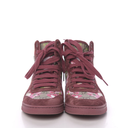 Gucci GG Supreme Monogram Blooms Womens High Top Sneakers 37 Beige Multicolor Dry Rose 2 of 13